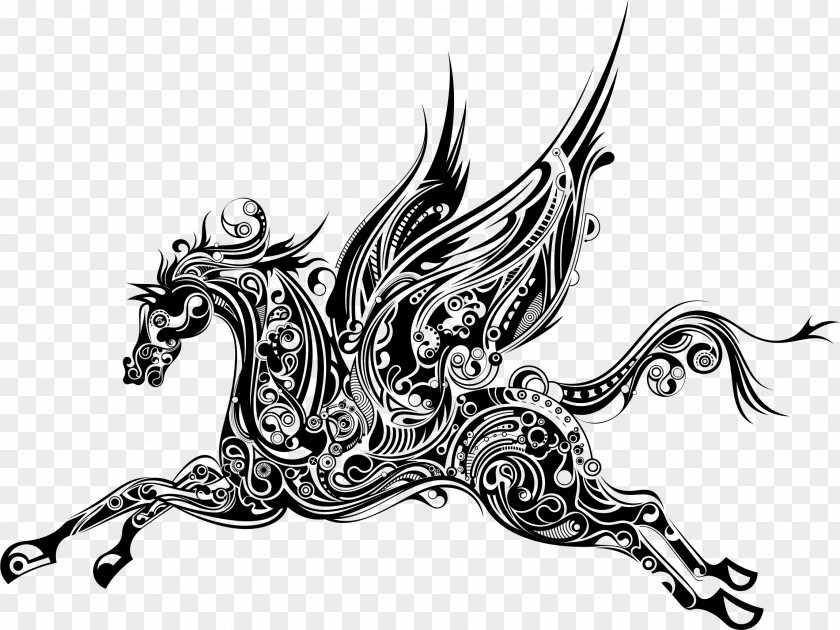 Silhouette Andalusian Horse Drawing Black And White Animal PNG