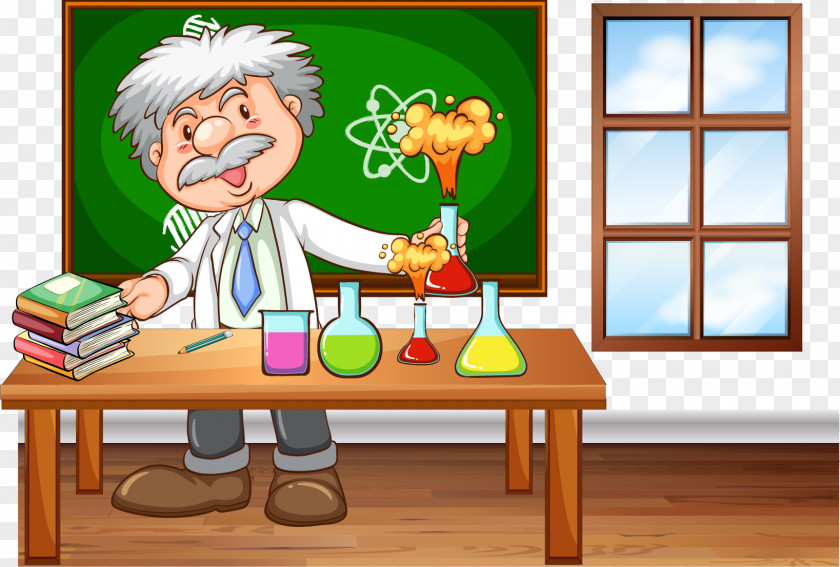 Vector Hand-painted Cartoon Scientist Laboratory Science Illustration PNG