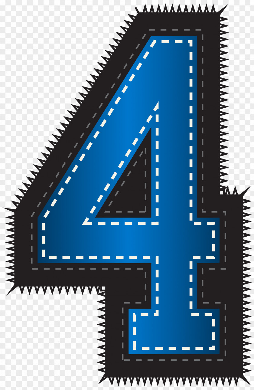 Blue Sport Style Number Four Clip Art Image PNG