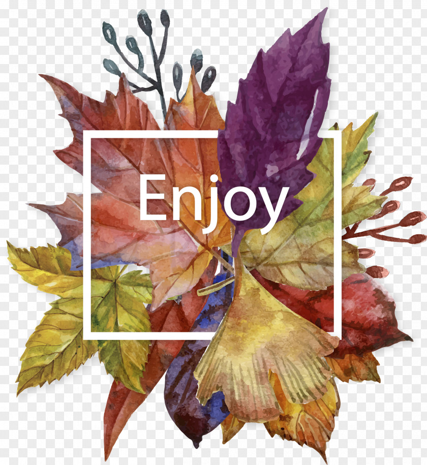 Autumn Title Material Leaves Painting PNG
