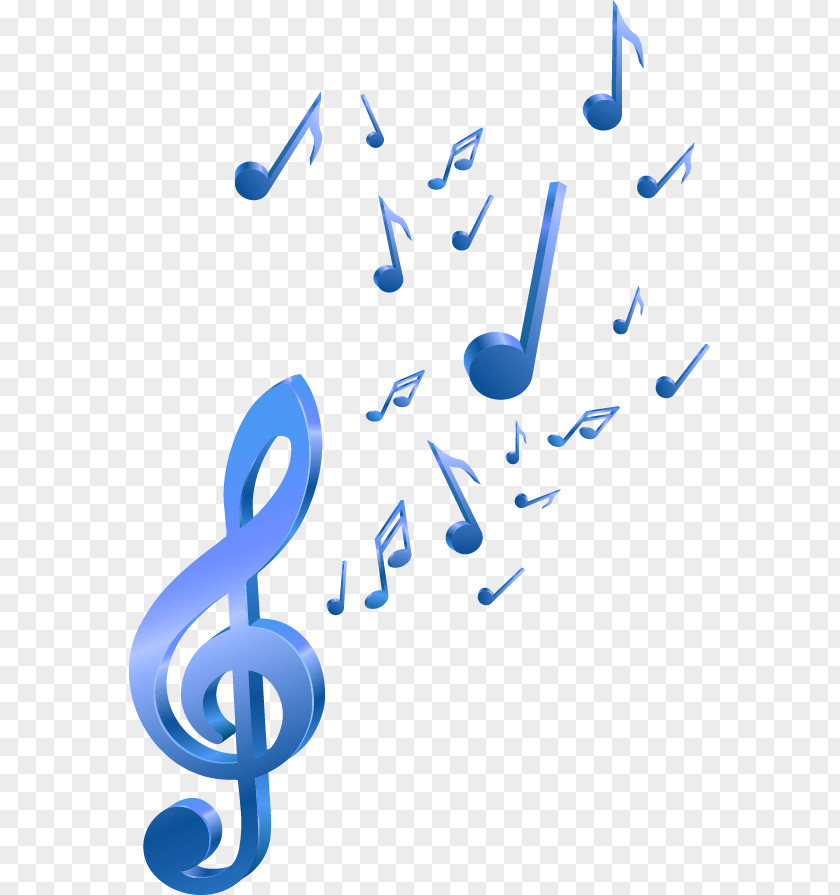 Blue Simple Notes Floating Material Musical Note Composition PNG