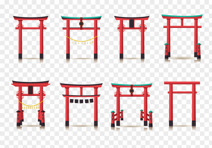 Cartoon Japanese Temple Torii Structure PNG