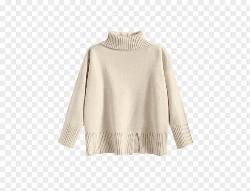 Pull Goods Polo Neck Sleeve Robe Sweater White PNG
