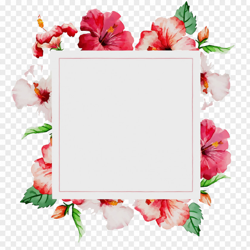 Rectangle Interior Design Watercolor Flower Wreath PNG