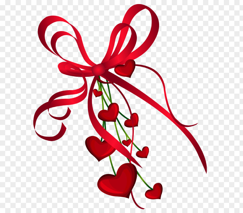 Valentines Day Hearts Decor With Red Bow PNG Clipart Valentine's Heart Clip Art PNG