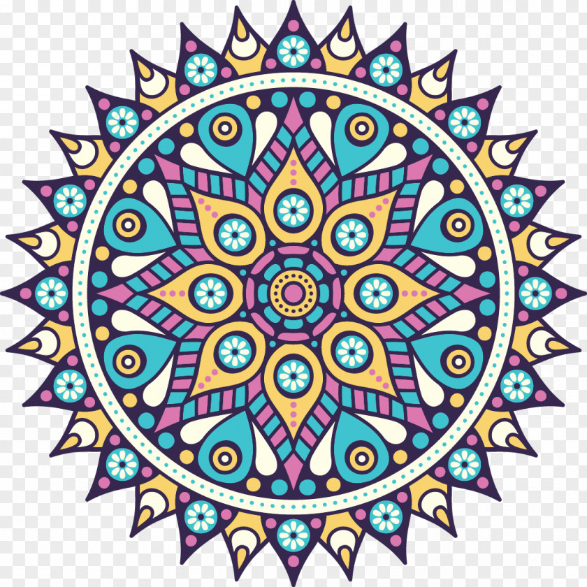 Multicolored Mandala Buddhism Icon PNG