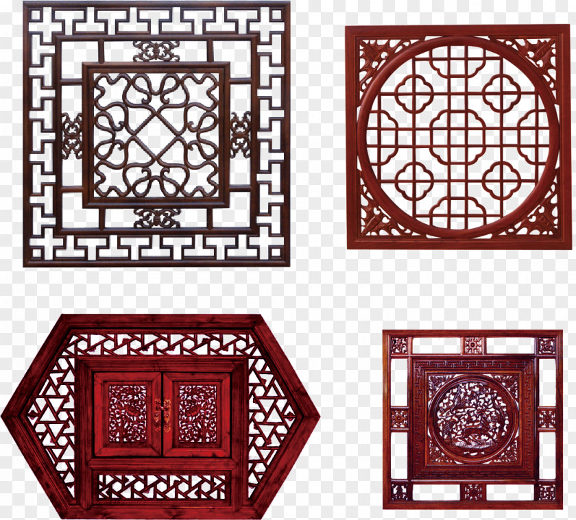 Classical Carved Windows Window Motif Papercutting PNG