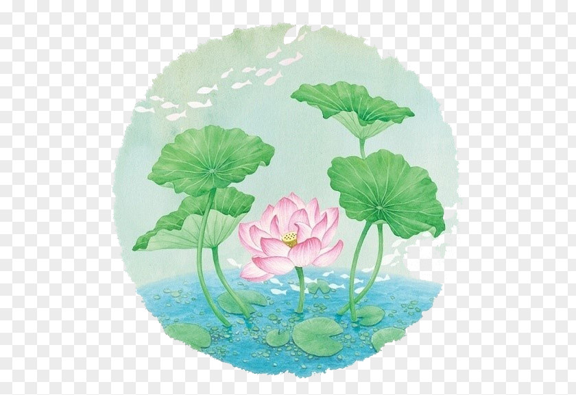Watercolor Lotus Art Painting Illustration PNG