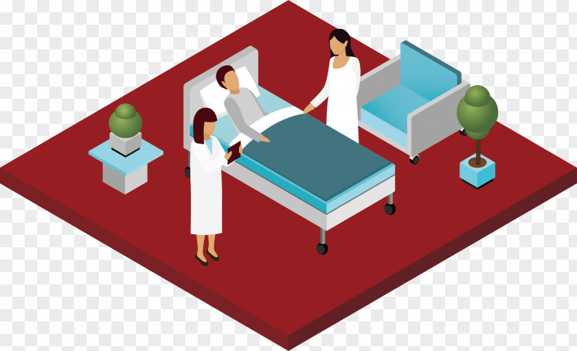 Hospital Bed Scene Vector Diagram PNG
