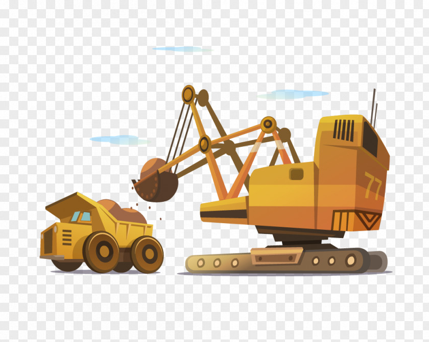 Excavator Vector Material Mining Drawing Photography Illustration PNG