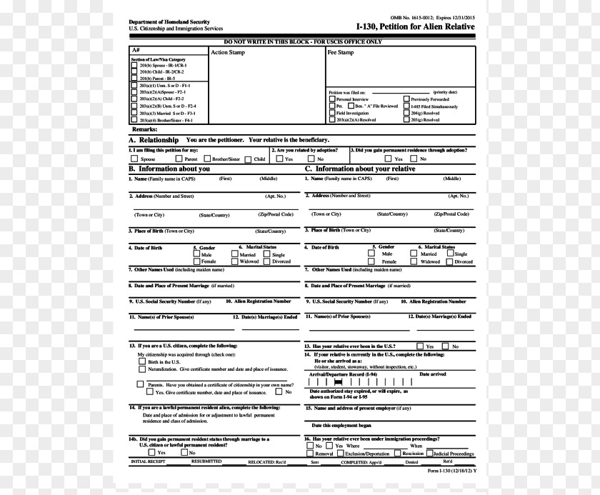 Line Document White Form I-130 PNG