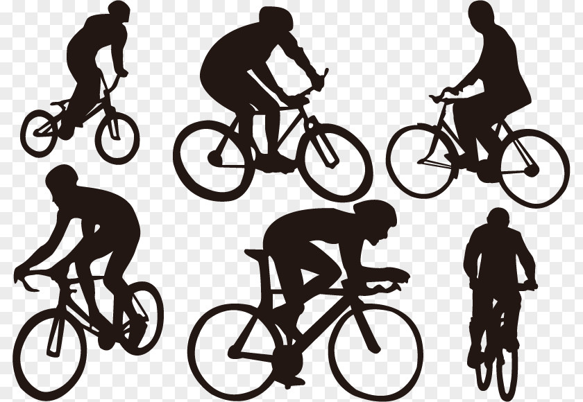 Rider Silhouette Figures Bicycle Cycling Poster PNG