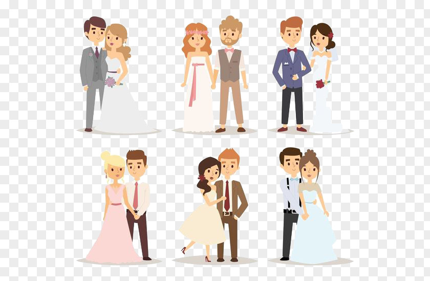 6 Pairs Of New Couples Marriage Euclidean Vector Couple Illustration PNG