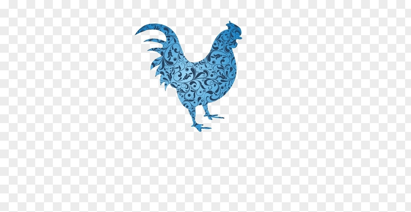 Blue Pattern Chicken Chinese New Year Zodiac Rooster Coq De Feu PNG
