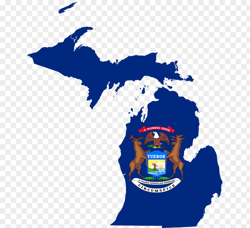Mi Flag Of Michigan Map PNG