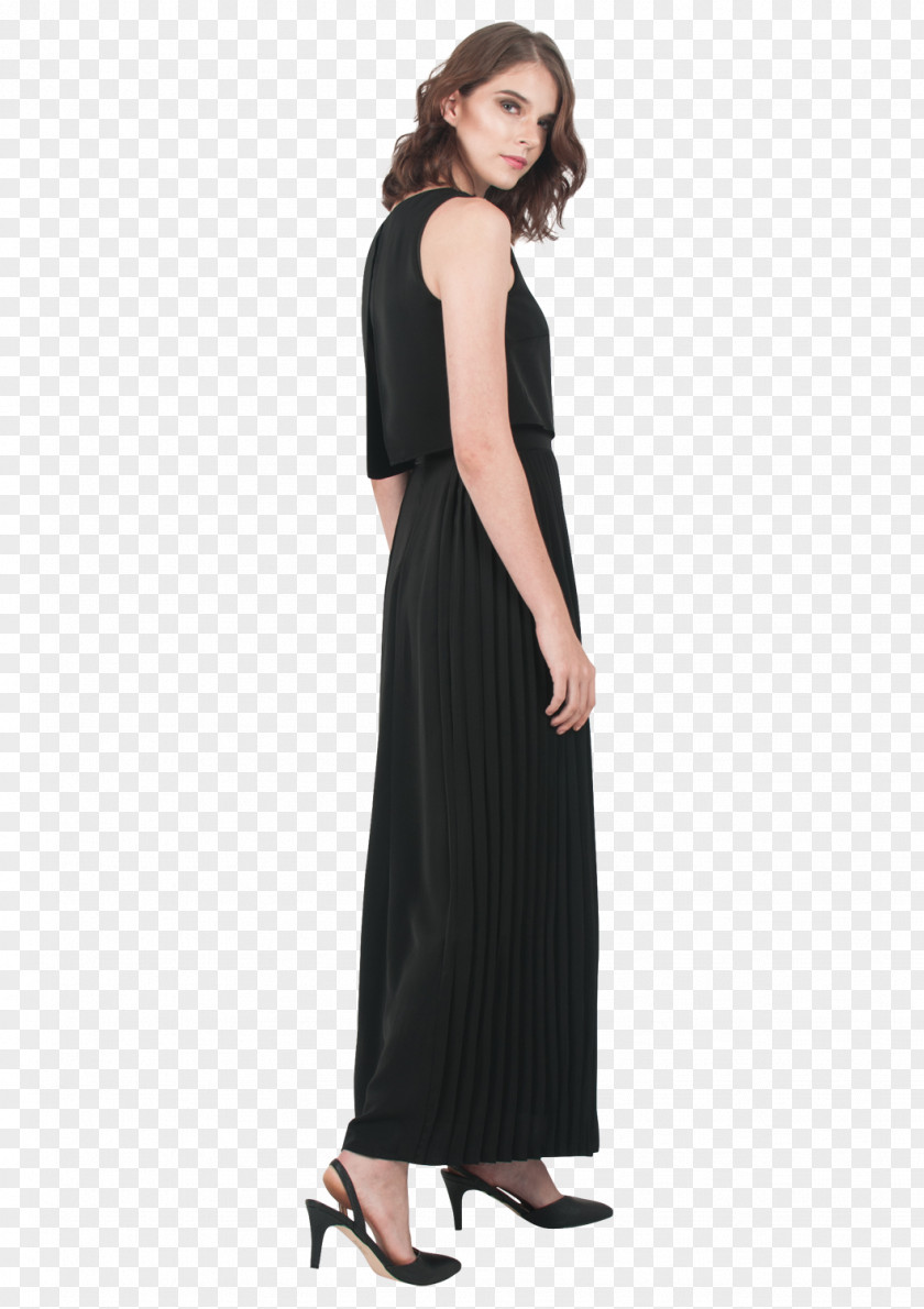 Pleated Little Black Dress Shoulder Gown Sleeve PNG