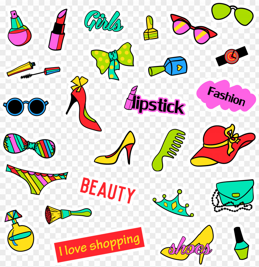 Women Supplies Vector Material Sticker Fashion Drawing Illustration PNG