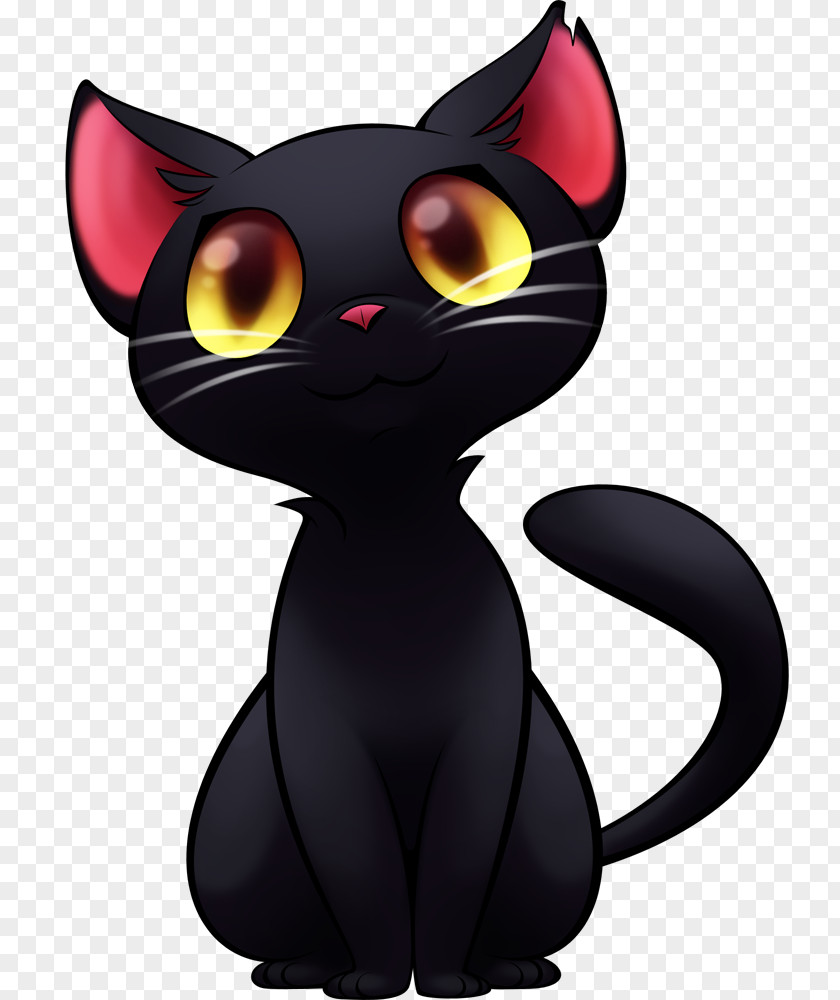 Black Cat Kitten Cartoon Clip Art PNG