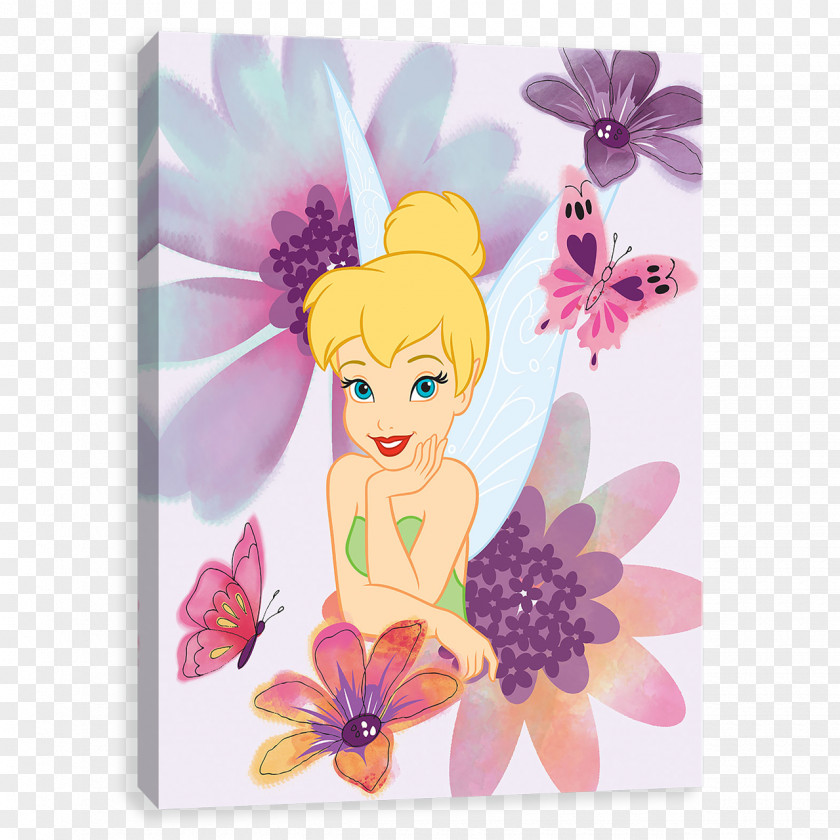 Fairy Tinker Bell Floral Design Disney Fairies Canvas Print PNG