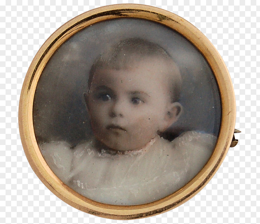 Hand-painted Baby Edwardian Era Victorian Portrait Miniature Painting PNG