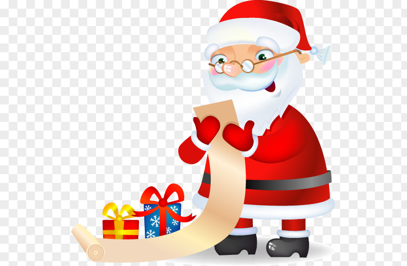 White-bearded Santa Claus Gift List Christmas Ornament Clip Art PNG