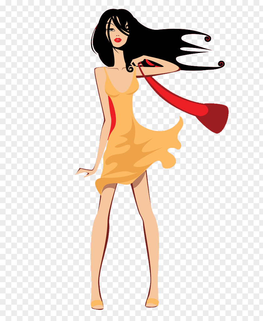 Black Hair Beauty Illustration PNG