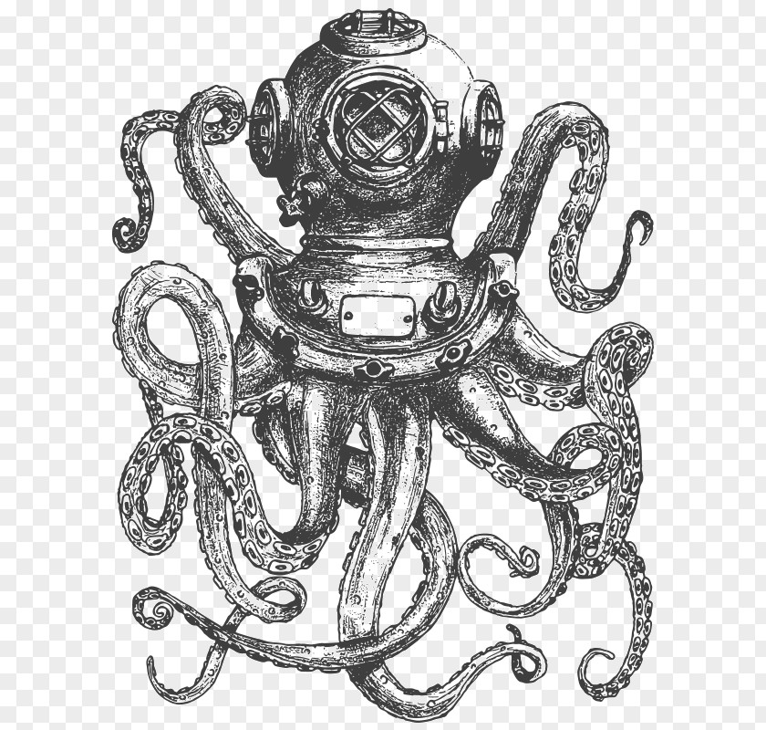 Empty Nest Old Man Octopus Diving Helmet Royalty-free PNG