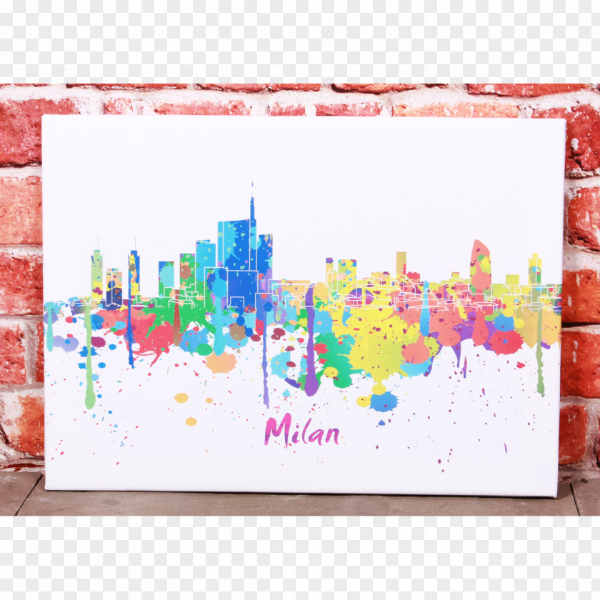 Hanging Polaroid Cities: Skylines Canvas Printing Art Watercolor Painting PNG