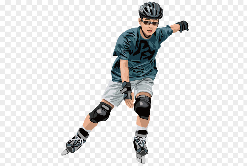 Skiing Guy With Knee Pads Roller Skating Ice Software PNG