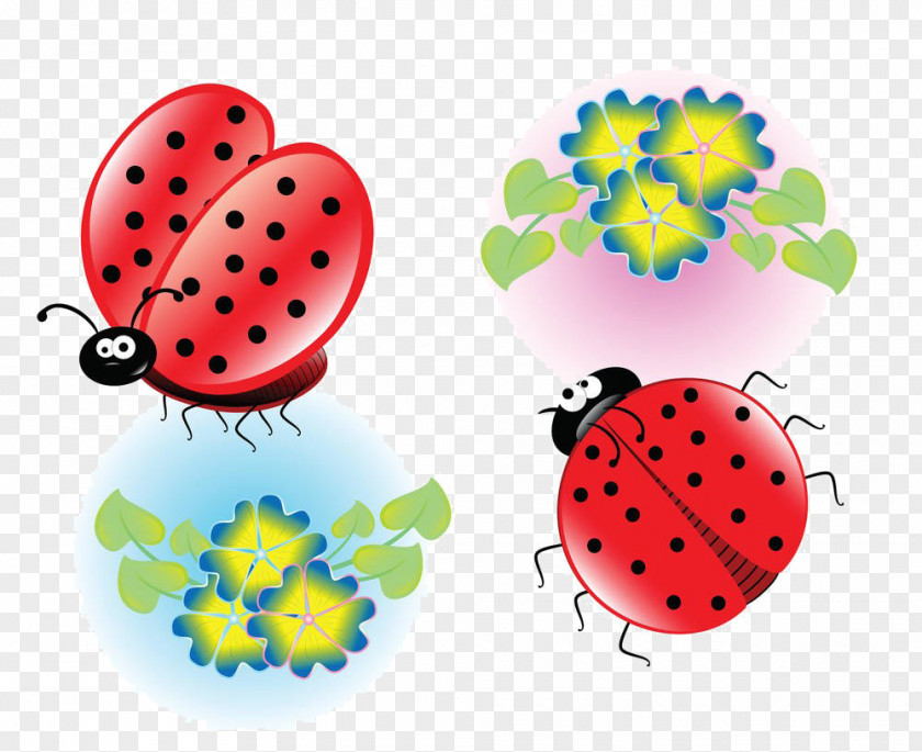 Cartoon Seven Star Ladybug Flowers Royalty-free Stock Illustration PNG