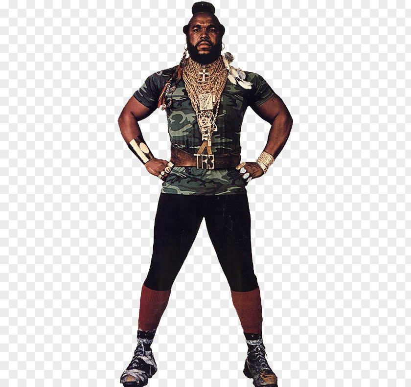 Mr T Full Body PNG Body, man wearing gray and green camouflage shirt black pants clipart PNG