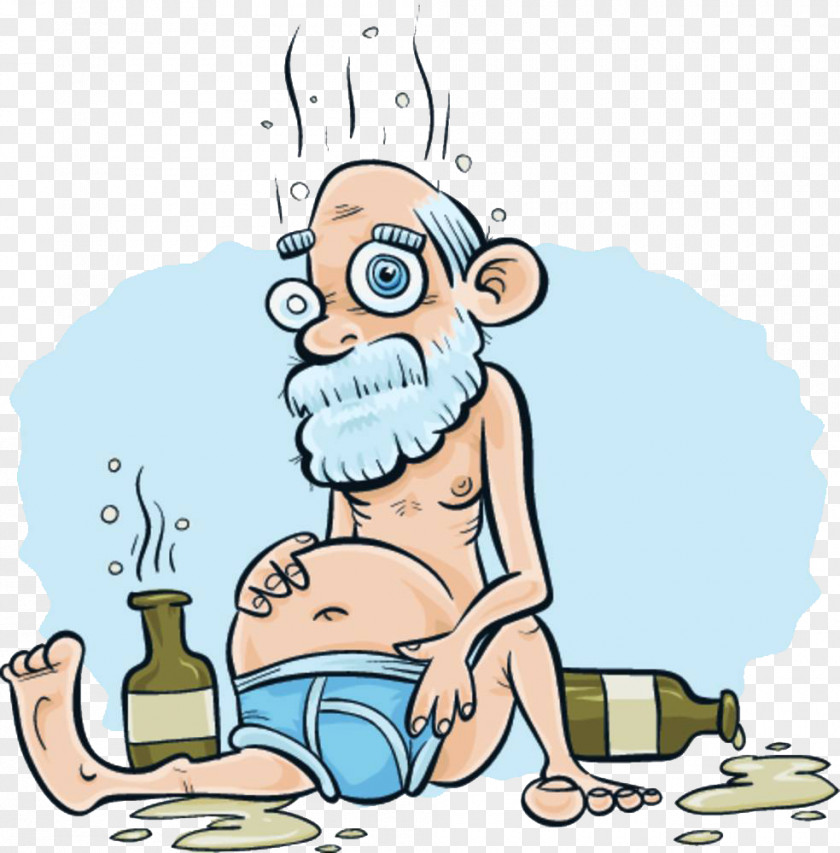 A Drunken Old Man With Cartoon Illustration Royalty-free Alcohol Intoxication Clip Art PNG