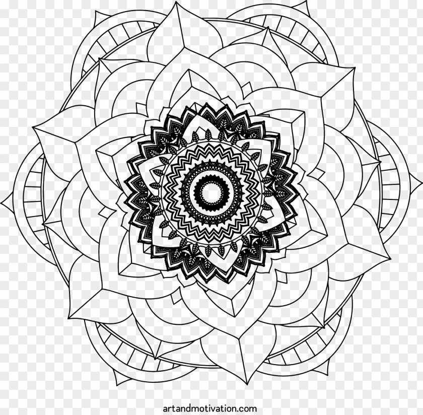 Mandala Contour Art Drawing Pattern PNG