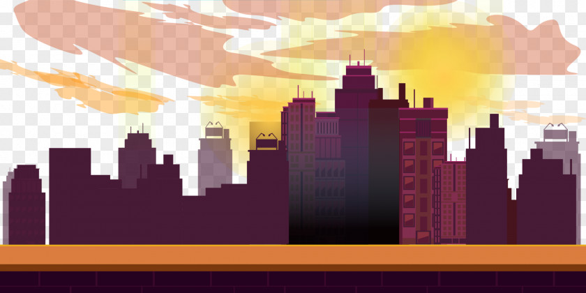 Purple Sunset City PNG