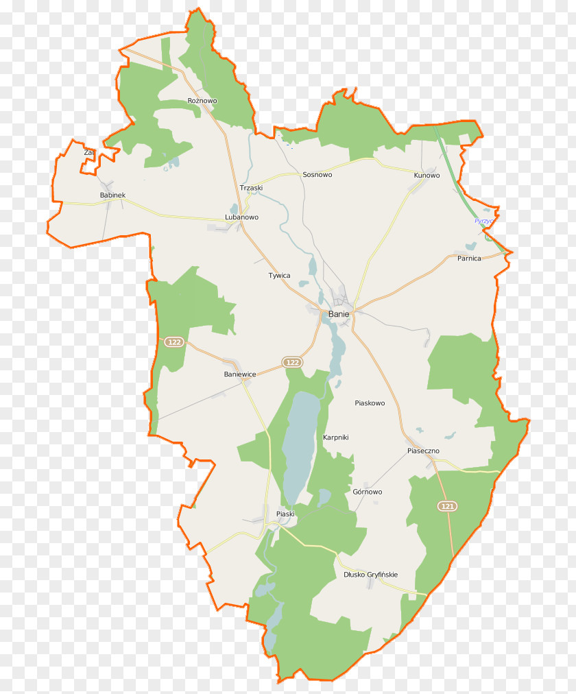 Map Baniewice Piaseczno, Gmina Banie Babinek, Gryfino County Swobnica PNG