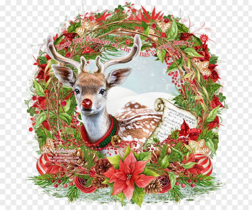 Reindeer Rudolph December Christmas Ornament Whimsical PNG
