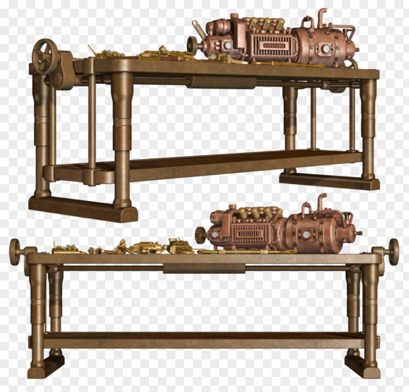 Table Industrial Revolution Steampunk Workbench Steam Engine PNG