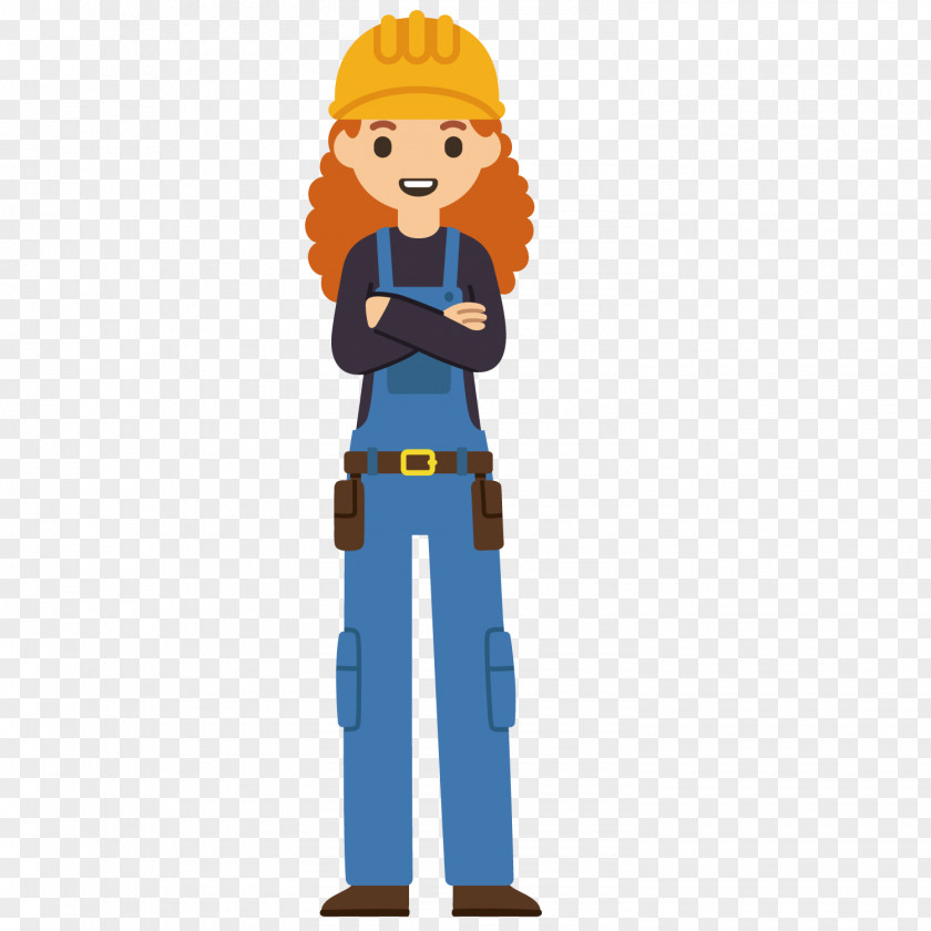 A Man With An Orange Hat Job Cartoon Illustration PNG