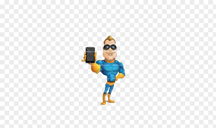 Lovely Hand-painted Cartoon Hero Holding A Cell Phone Superman Captain America Superhero Animation PNG