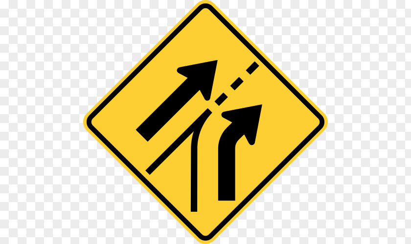 Road Traffic Sign Warning Lane Merge PNG