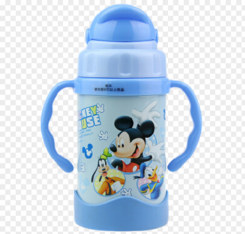 Disney Mickey Mouse Cup Blue Glass Minnie Water Bottle Vacuum Flask PNG