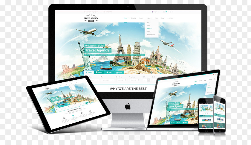 Travel Agency Theme Responsive Web Design Template PNG