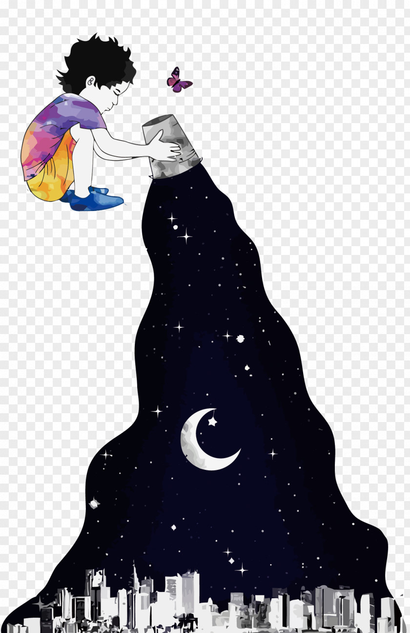 Vector Pour Out The Night Of Child Drawing Artist Illustrator Illustration PNG