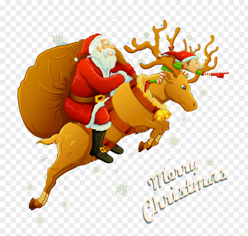 Santa Claus With Reindeer Clauss Rudolph Clip Art PNG