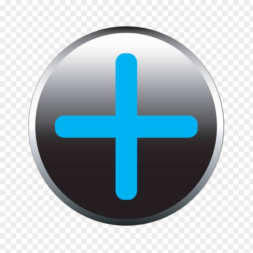 Black Plus Crystal Button + And Minus Signs PNG