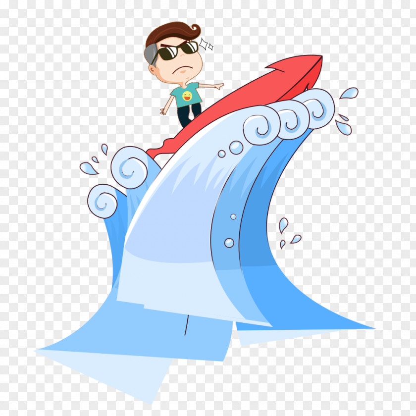 Flat Surfing Characters Design Illustration PNG