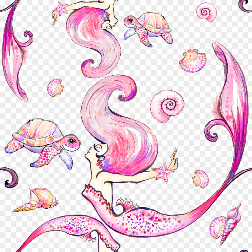 Mermaid Beautiful Watercolor Illustration Drawing Visual Arts PNG