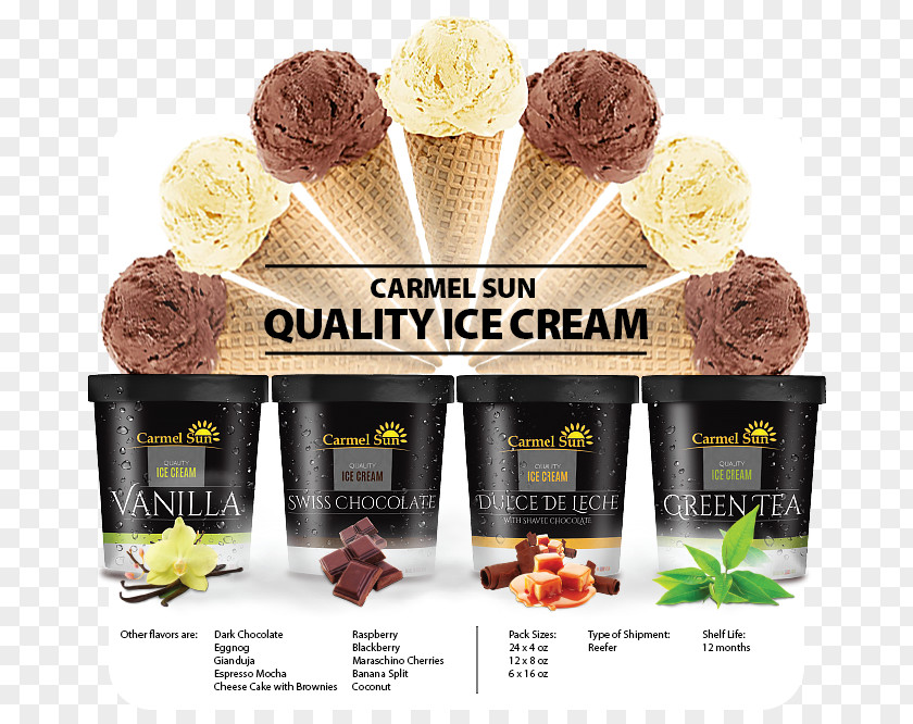 Sun Cream Gelato Ice Cones Flavor PNG