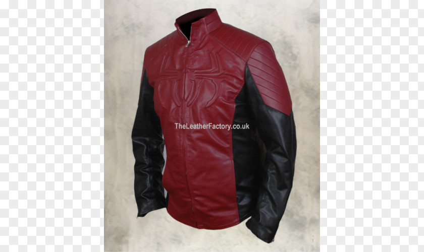 Leather Jacket Spider-Man Maroon PNG