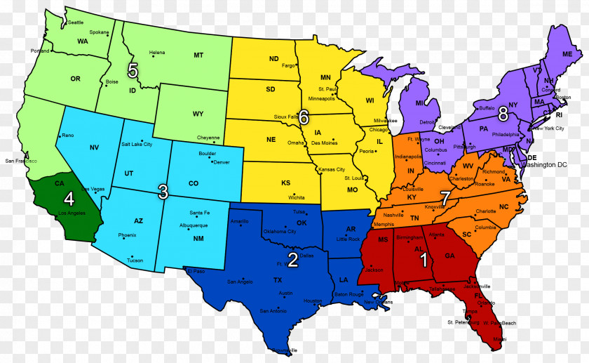 Map Midwestern United States Region Southeastern PNG